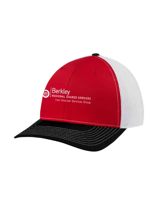 Richardson Adjustable Snapback Original 112 Trucker Cap Black/Red/White Mesh w/Berkley RSS logo