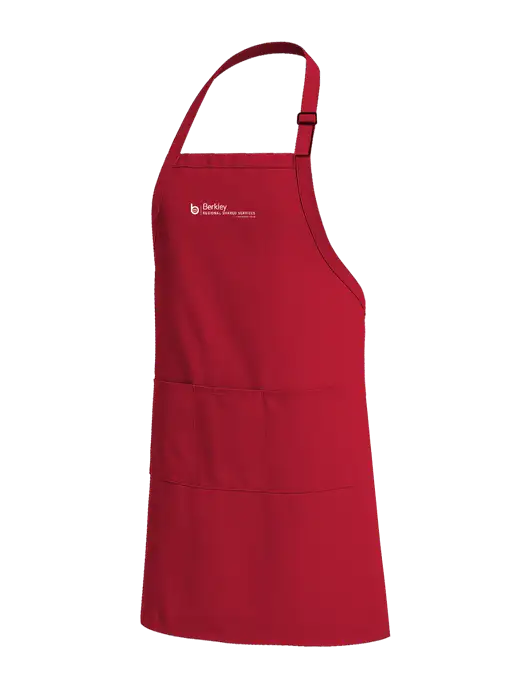 Easy Care Extra Long Bib Red Apron with Stain Release w/Berkley RSS logo