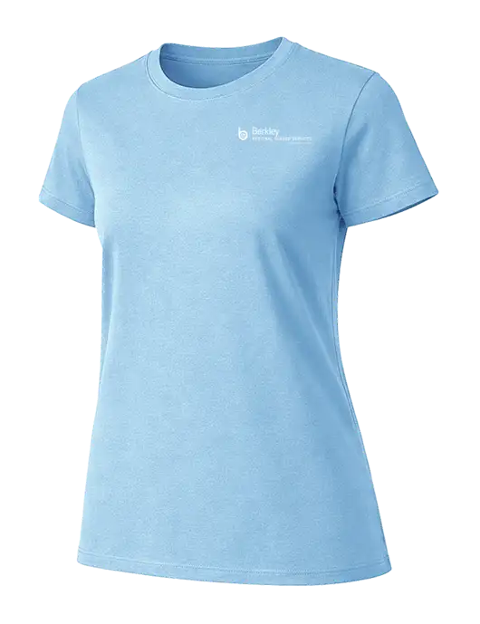 Womens Ring Spun Light Blue 4.5 oz T-Shirt w/Berkley RSS logo