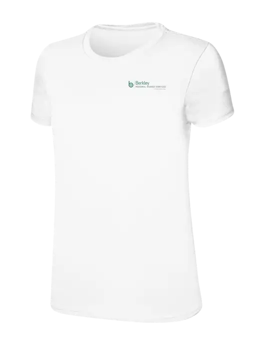 Womens Ring Spun White 4.5 oz T-Shirt w/Berkley RSS logo