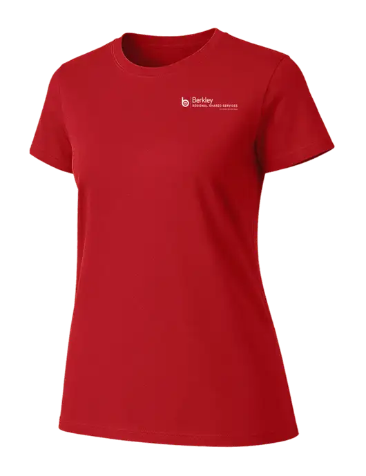 Womens Ring Spun Bright Red 4.5 oz T-Shirt w/Berkley RSS logo