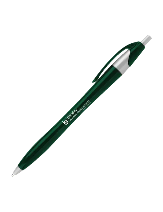 Novella Dark Green/Silver Corporate Pen - Blue Ink w/Berkley RSS logo